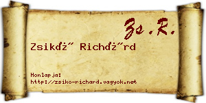 Zsikó Richárd névjegykártya